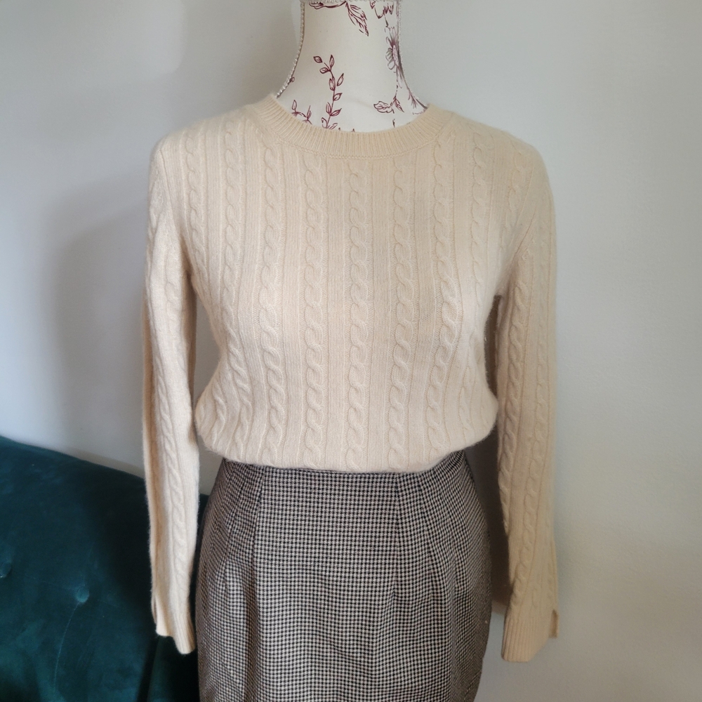 Cream Cable Knit Cashmere Sweater